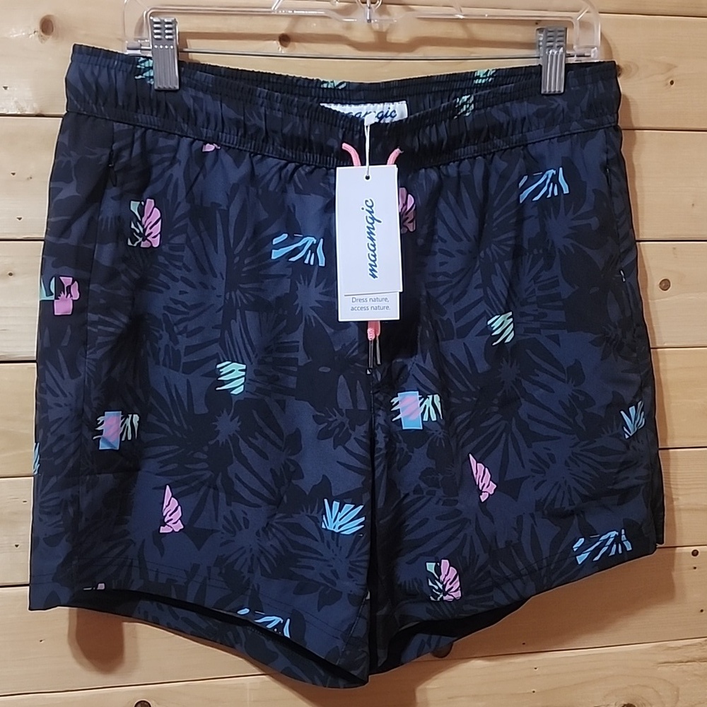 Maamgic Swim Trunks Shorts Size Large Quick Dry Floral Beach Mesh Liner NEW